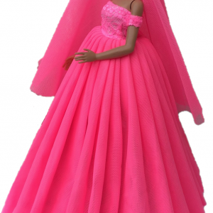 Bruidsjurk voor modepoppen - roze - bruidsmeisjes jurken - prinsessenjurk - barbie - trouwjurk
