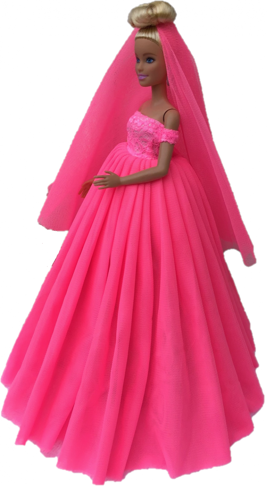 Bruidsjurk voor modepoppen - roze - bruidsmeisjes jurken - prinsessenjurk - barbie - trouwjurk