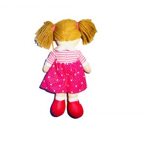 Baby Rose Meisje knuffelpop met roze hartjesjurk 40cm
