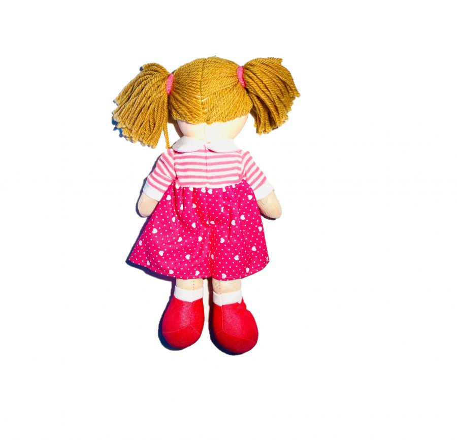 Baby Rose Meisje knuffelpop met roze hartjesjurk 40cm