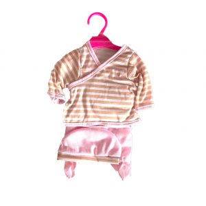 Baby Rose poppen pjama met beige strepen 45 cm
