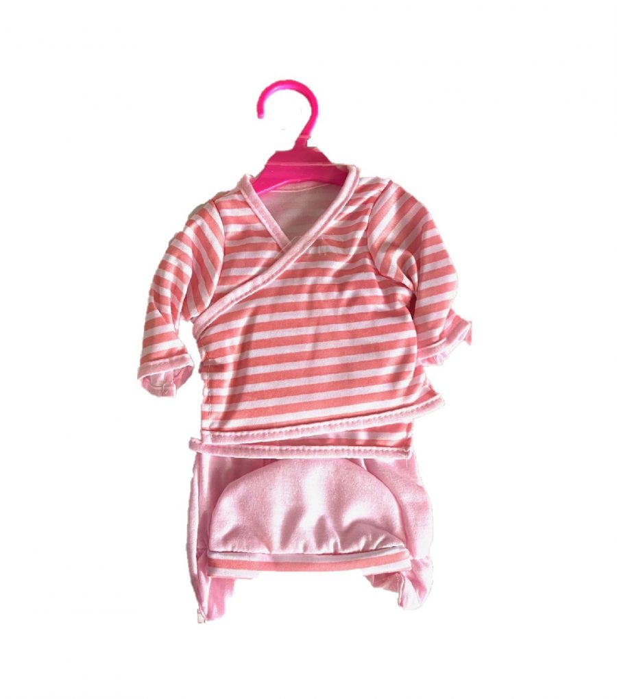 Baby Rose streepjes poppen pjama 45 cm