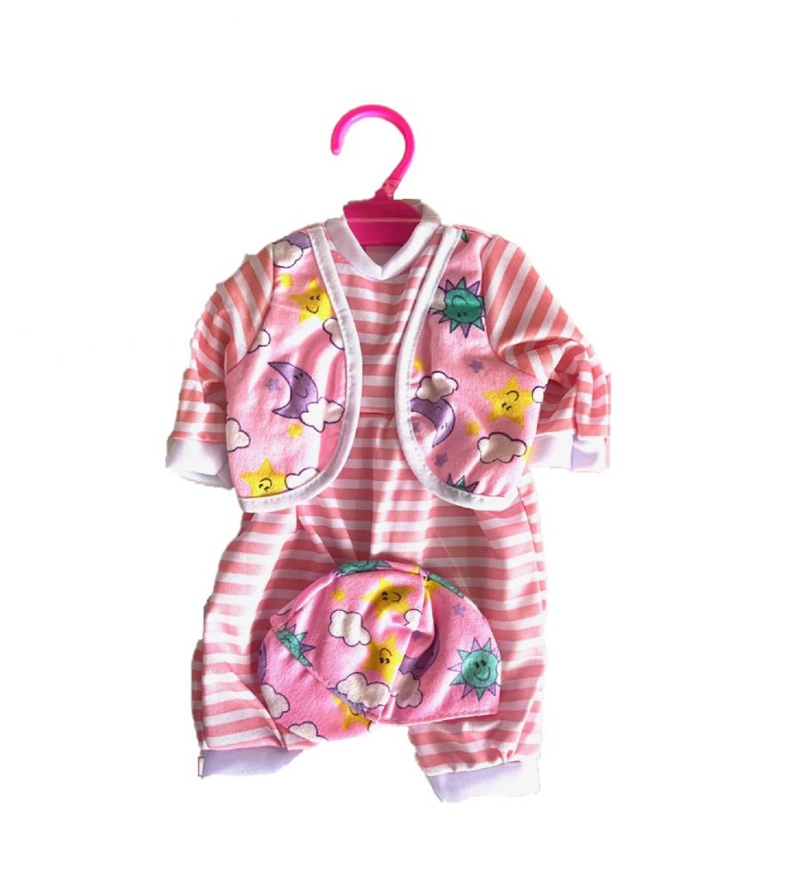 Babyrose streepjes poppen onesie pjama 45 cm