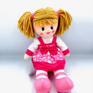 Baby Rose meisje knuffelpop met roze stipjesjurk - 40cm