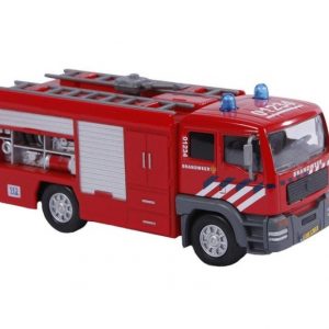 Kids Globe Metalen brandweerauto met licht en geluid - 13 cm voorkant
